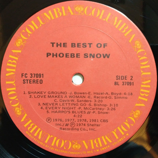 Phoebe Snow : The Best Of Phoebe Snow (LP, Comp)