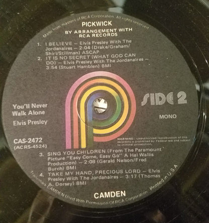 Elvis Presley : You'll Never Walk Alone (LP, Album, Comp, Mono, RE, Glo)