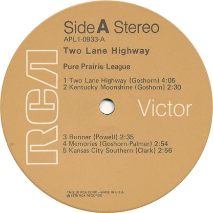 Pure Prairie League : Two Lane Highway (LP, Album, Ind)
