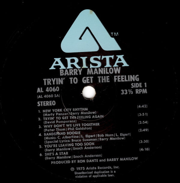 Barry Manilow : Tryin' To Get The Feeling (LP, Album)