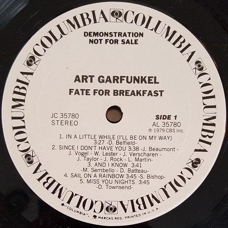 Art Garfunkel : Fate For Breakfast (LP, Album, Promo, Ter)