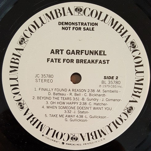 Art Garfunkel : Fate For Breakfast (LP, Album, Promo, Ter)