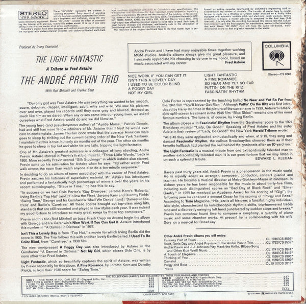 The André Previn Trio With Red Mitchell And Frank Capp : The Light Fantastic: A Tribute To Fred Astaire (LP, Album)