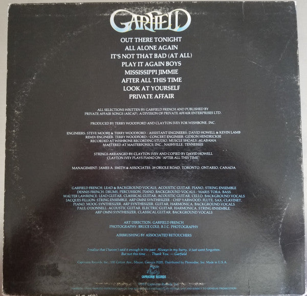 Garfield (11) : Out There Tonight (LP, Album, Ter)