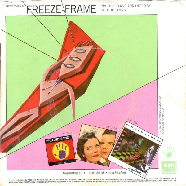 The J. Geils Band : Freeze-Frame (7", Jac)