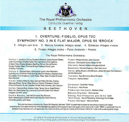 Ludwig van Beethoven - The Royal Philharmonic Orchestra, Günther Herbig : Overture: Fidelio, Opus 72c / Symphony No. 3 In E Flat Major, Opus 55 'Eroica' (CD)