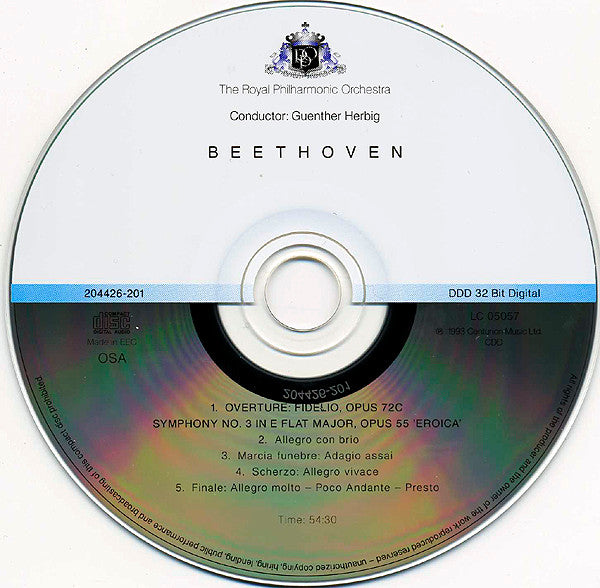 Ludwig van Beethoven - The Royal Philharmonic Orchestra, Günther Herbig : Overture: Fidelio, Opus 72c / Symphony No. 3 In E Flat Major, Opus 55 'Eroica' (CD)