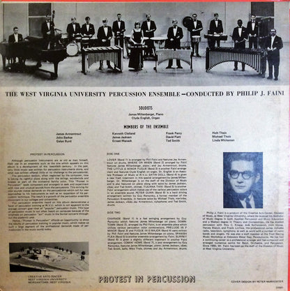 The West Virginia University Percussion Ensemble Conducted By Philip J. Faini : Protest In Percussion (LP, Album)