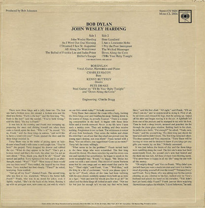 Bob Dylan : John Wesley Harding (LP, Album, Mono)