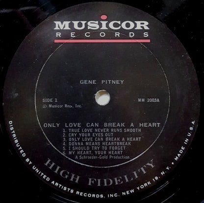 Gene Pitney : Only Love Can Break A Heart (LP, Album, Mono, Hig)