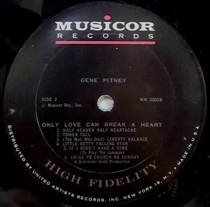 Gene Pitney : Only Love Can Break A Heart (LP, Album, Mono, Hig)