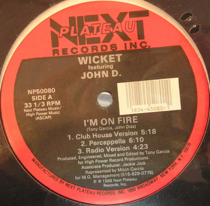 Wickett Rich Featuring John D : I'm On Fire (12")