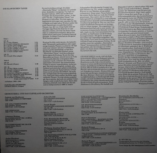 Antonín Dvořák / The Cleveland Orchestra / George Szell : Die Slawischen Tänze Op. 46, Op. 72 (LP)