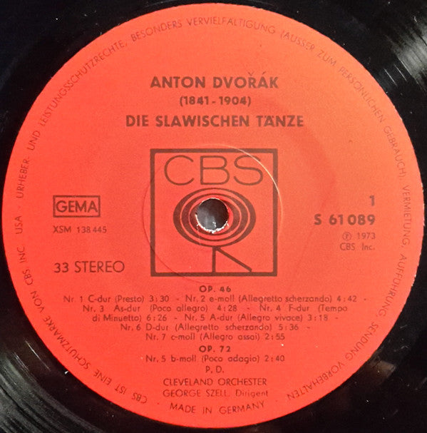 Antonín Dvořák / The Cleveland Orchestra / George Szell : Die Slawischen Tänze Op. 46, Op. 72 (LP)