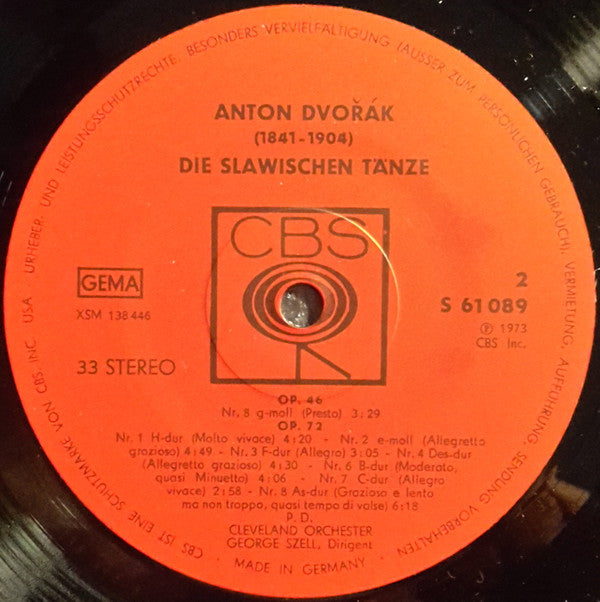 Antonín Dvořák / The Cleveland Orchestra / George Szell : Die Slawischen Tänze Op. 46, Op. 72 (LP)