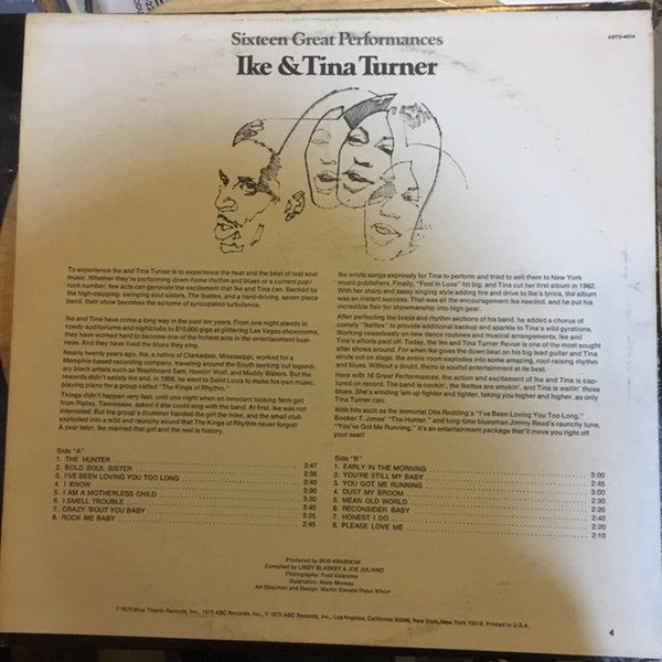 Ike & Tina Turner : Sixteen Great Performances (LP, Comp, Promo)