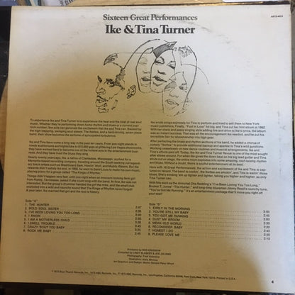 Ike & Tina Turner : Sixteen Great Performances (LP, Comp, Promo)