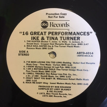 Ike & Tina Turner : Sixteen Great Performances (LP, Comp, Promo)