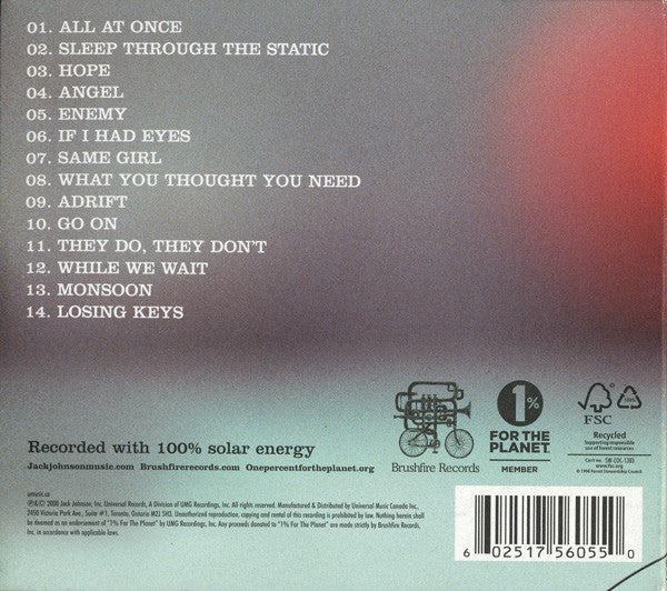 Jack Johnson : Sleep Through The Static (CD, Album, Car)