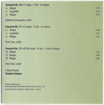 Tomaso Albinoni, I Solisti Veneti, Claudio Scimone : 12 Concertos Op.10 For Violin, Strings And Harpsicord (2xCD, RM)