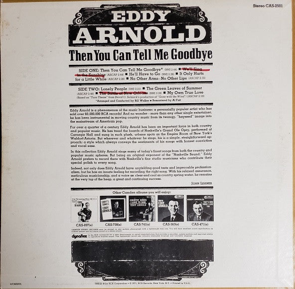 Eddy Arnold : Then You Can Tell Me Goodbye (LP, Album, Comp, RM, Ind)