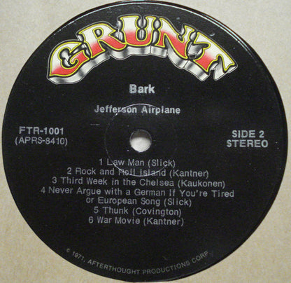 Jefferson Airplane : Bark (LP, Album, RP, Roc)