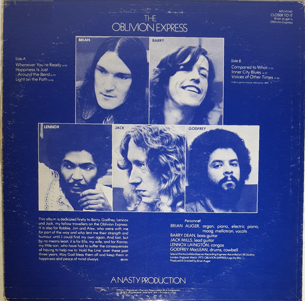 Buy Brian Auger's Oblivion Express : Closer To It! (LP, Album, Ind