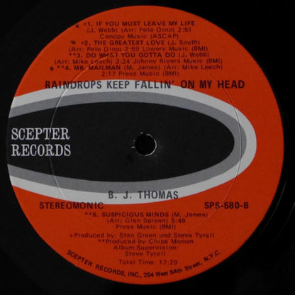 B.J. Thomas : Raindrops Keep Fallin' On My Head (LP, Album, Kee)