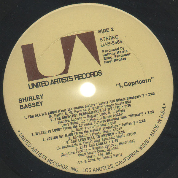 Shirley Bassey : I, Capricorn (LP, Album, Pit)