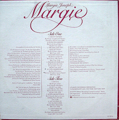 Margie Joseph : Margie (LP, Album, P/Mixed, RI )