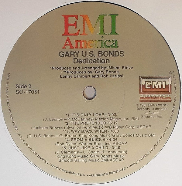 Gary U.S. Bonds : Dedication (LP, Album)