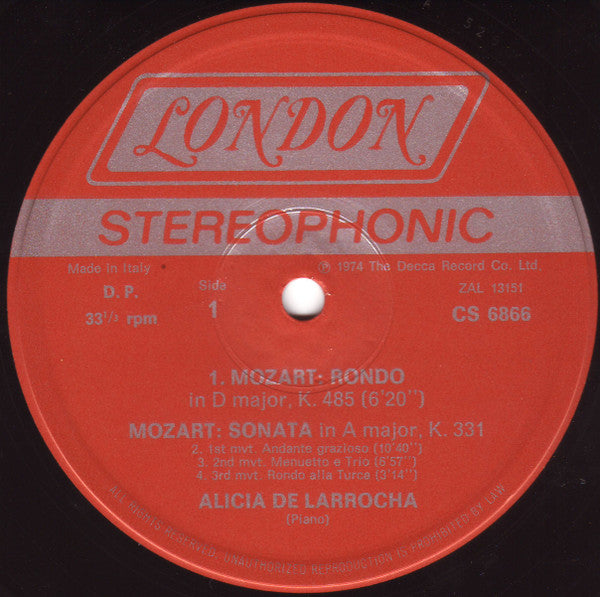 Alicia De Larrocha : Mostly Mozart (4xLP, Comp + Box)