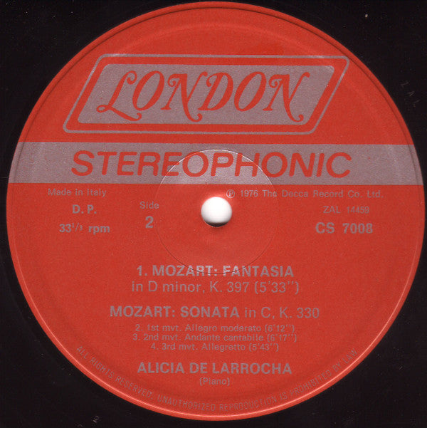 Alicia De Larrocha : Mostly Mozart (4xLP, Comp + Box)