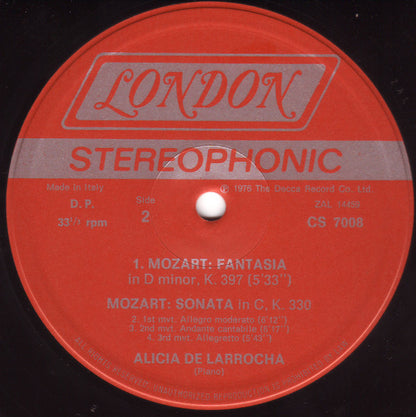 Alicia De Larrocha : Mostly Mozart (4xLP, Comp + Box)