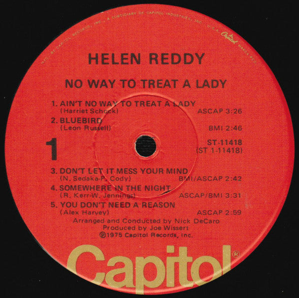 Helen Reddy : No Way To Treat A Lady (LP, Album, Win)