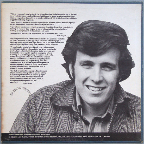 Don McLean : Tapestry (LP, Album, RE)