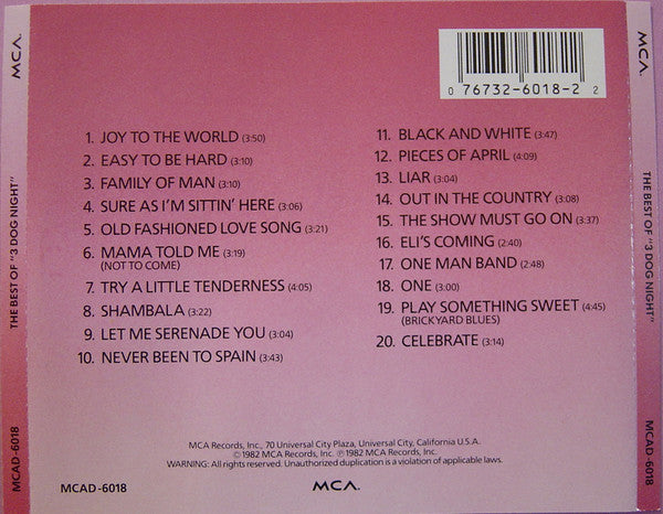 Three Dog Night : The Best Of Three Dog Night (CD, Comp, RE)