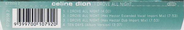 Céline Dion : I Drove All Night (CD, Maxi)
