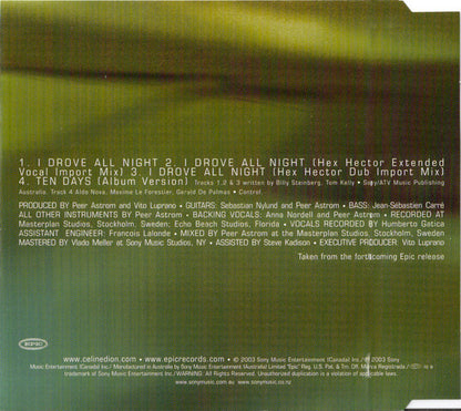 Céline Dion : I Drove All Night (CD, Maxi)