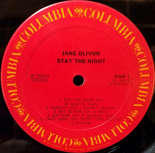 Jane Olivor : Stay The Night (LP, Album, San)