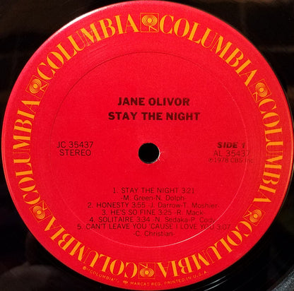 Jane Olivor : Stay The Night (LP, Album, San)