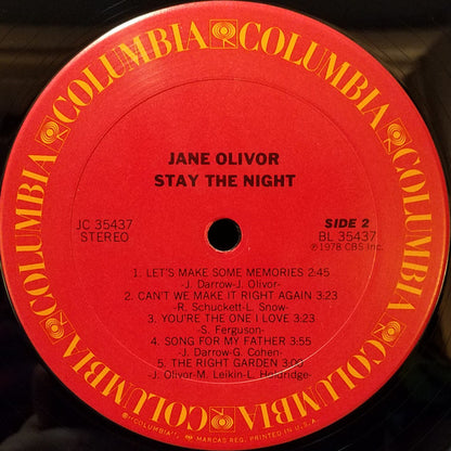 Jane Olivor : Stay The Night (LP, Album, San)