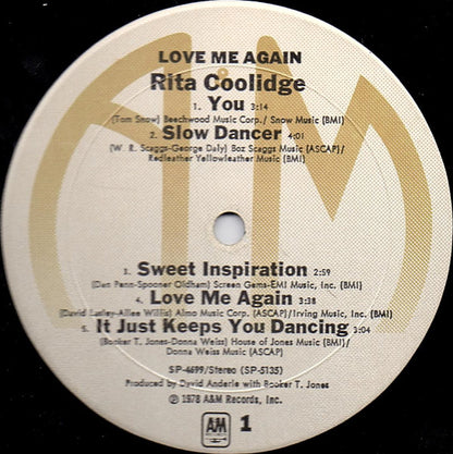 Rita Coolidge : Love Me Again (LP, Album, Mon)