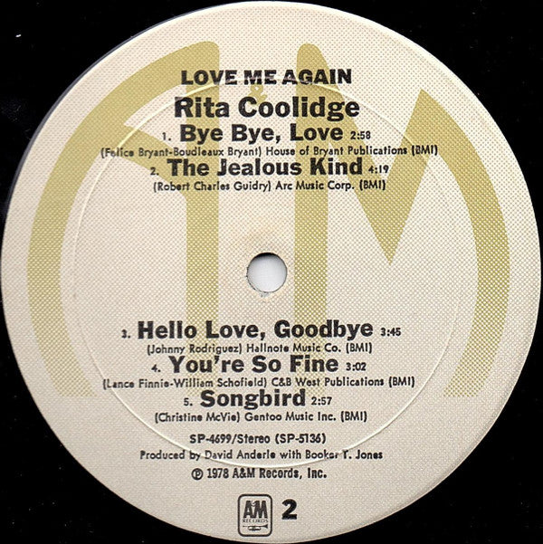 Rita Coolidge : Love Me Again (LP, Album, Mon)