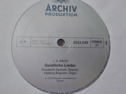 Johann Sebastian Bach / Elisabeth Speiser - Peter Schreier - Hedwig Bilgram : Geistliche Lieder (LP)