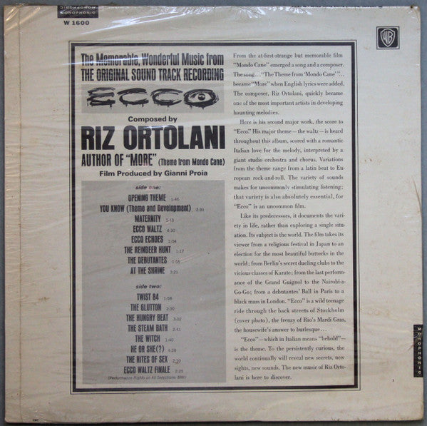Riz Ortolani : Ecco (Original Soundtrack) (LP, Album, Mono)