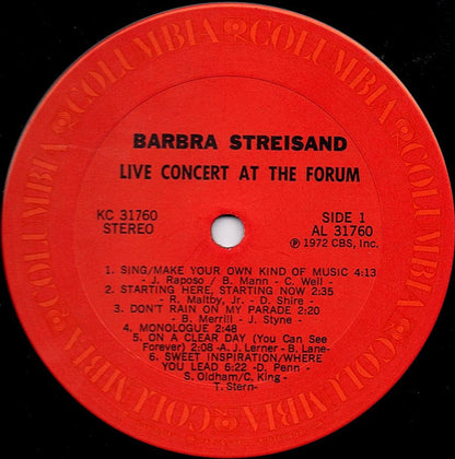 Barbra Streisand : Live Concert At The Forum (LP, Album, Ter)