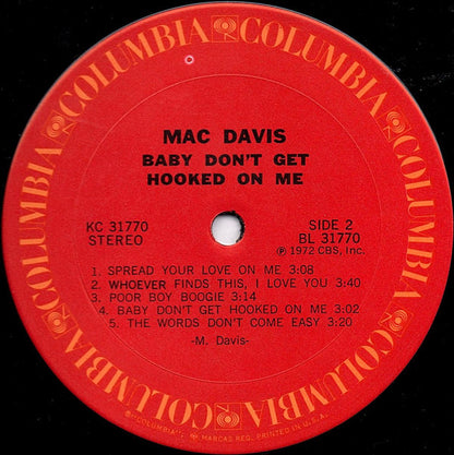 Mac Davis : Baby Don't Get Hooked On Me (LP, Album, San)