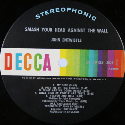 John Entwistle : Smash Your Head Against The Wall (LP, Album, Gat)