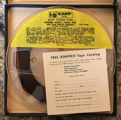 Roger Williams (2) : Summer Wind And Your Special Requests / Near You (Reel, 4tr Stereo, 7" Reel, Comp, Dou)